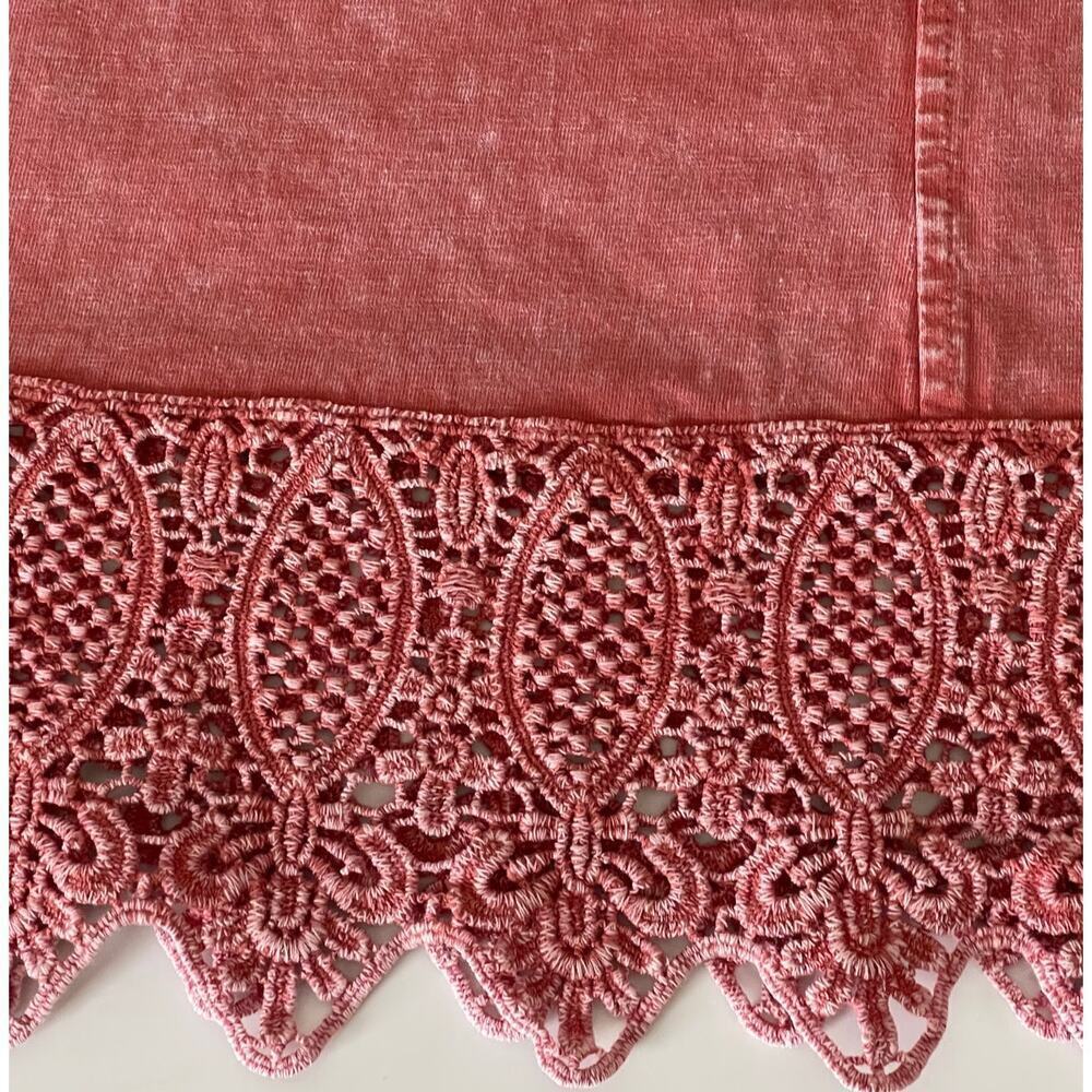 Coldwater Creek Watermelon Pink Swing Tunic Size Medium Washed Hues Lacy border - Picture 9 of 9
